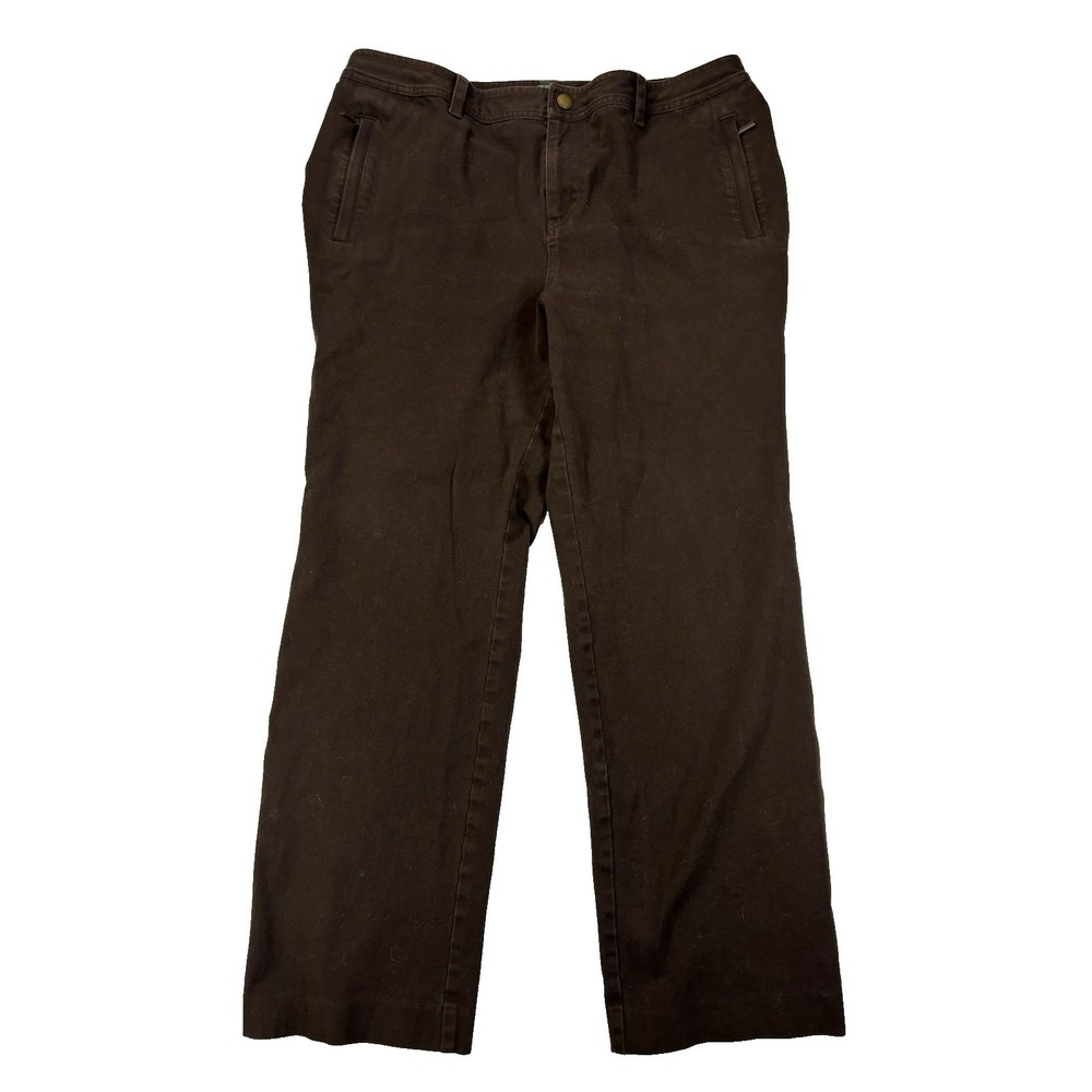 Lauren Ralph Lauren Women's 16W Brown Pants Straight Leg Capsule Casual Everyday